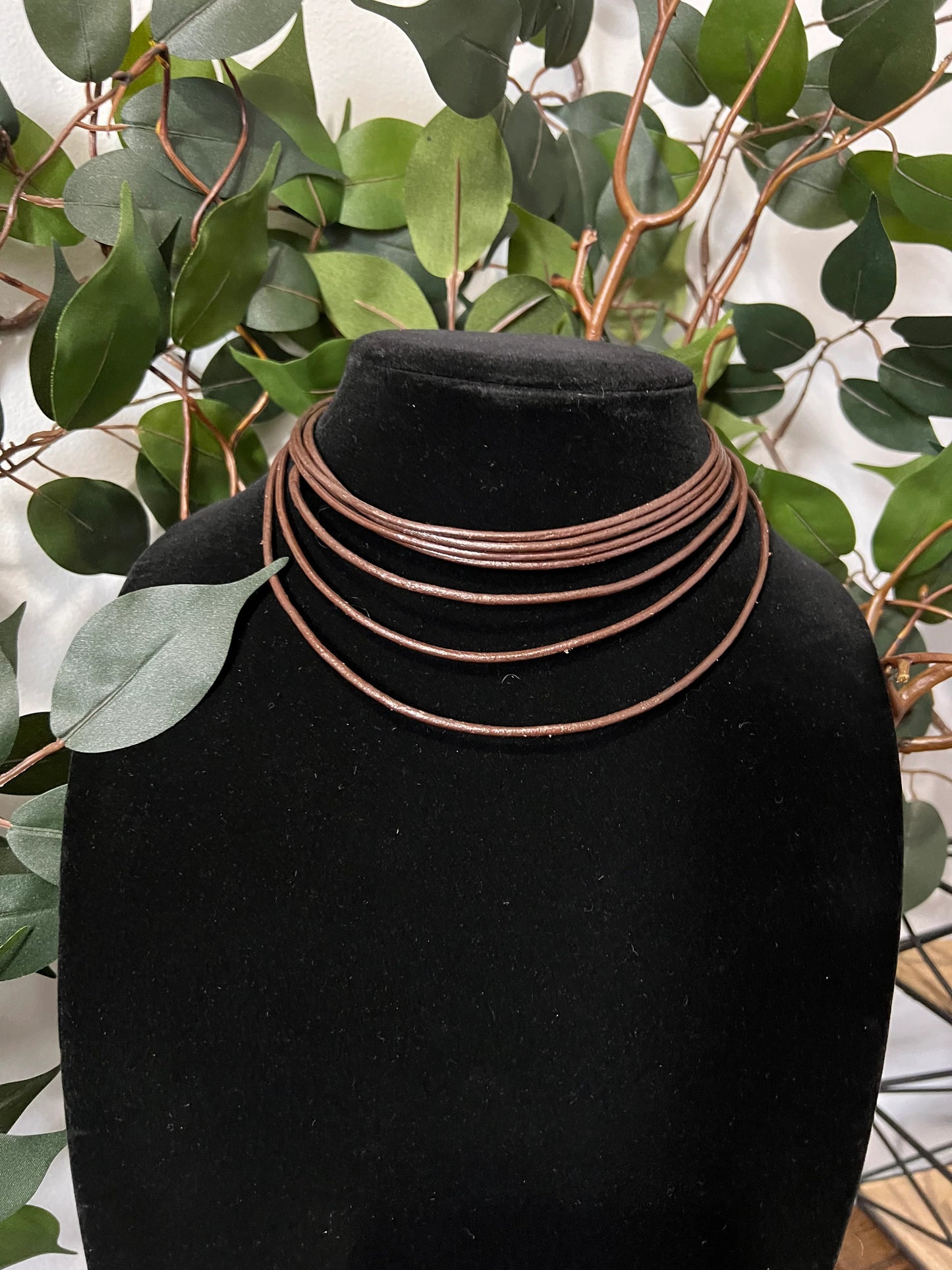 Gold Sun Necklace and Short Layered Leather