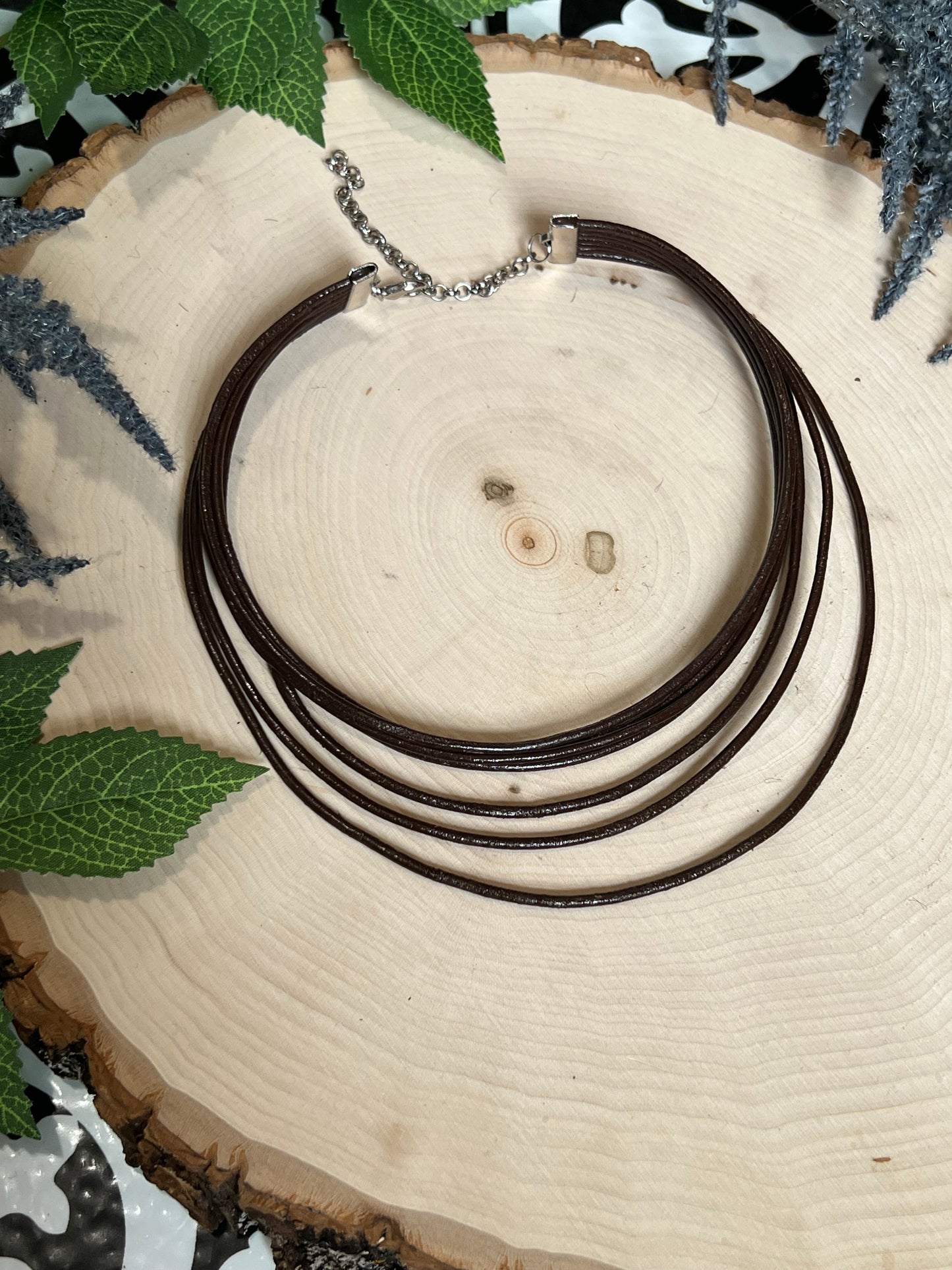 Gold Sun Necklace and Short Layered Leather