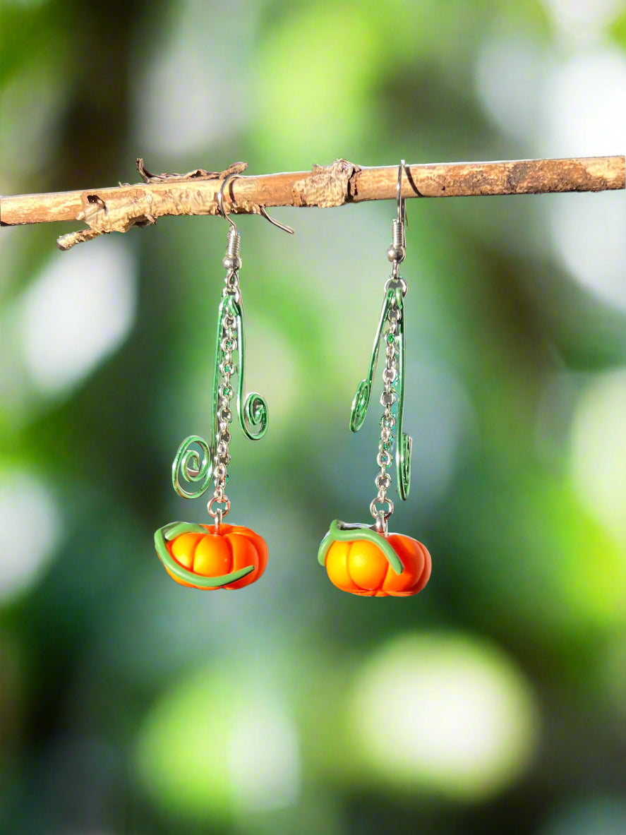 Clay Pumpkin Earrings