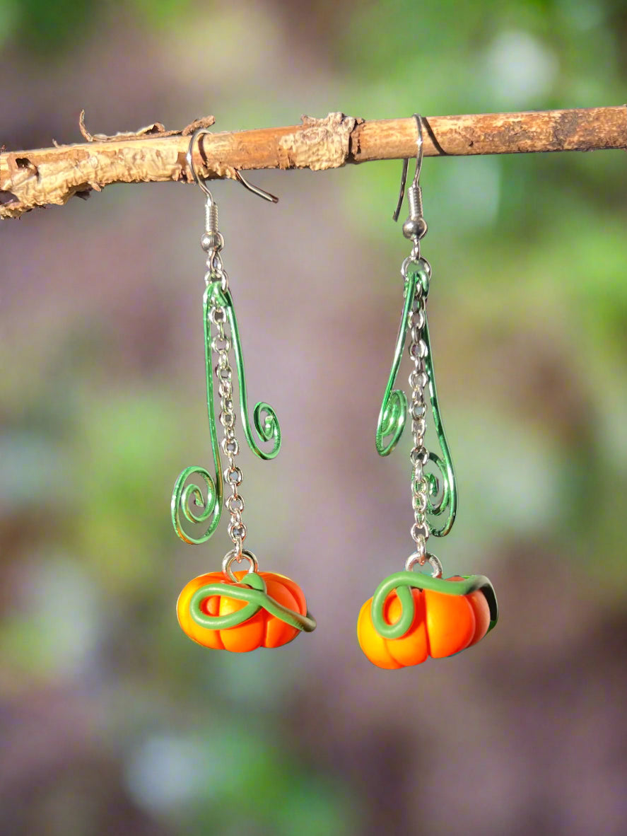 Clay Pumpkin Earrings