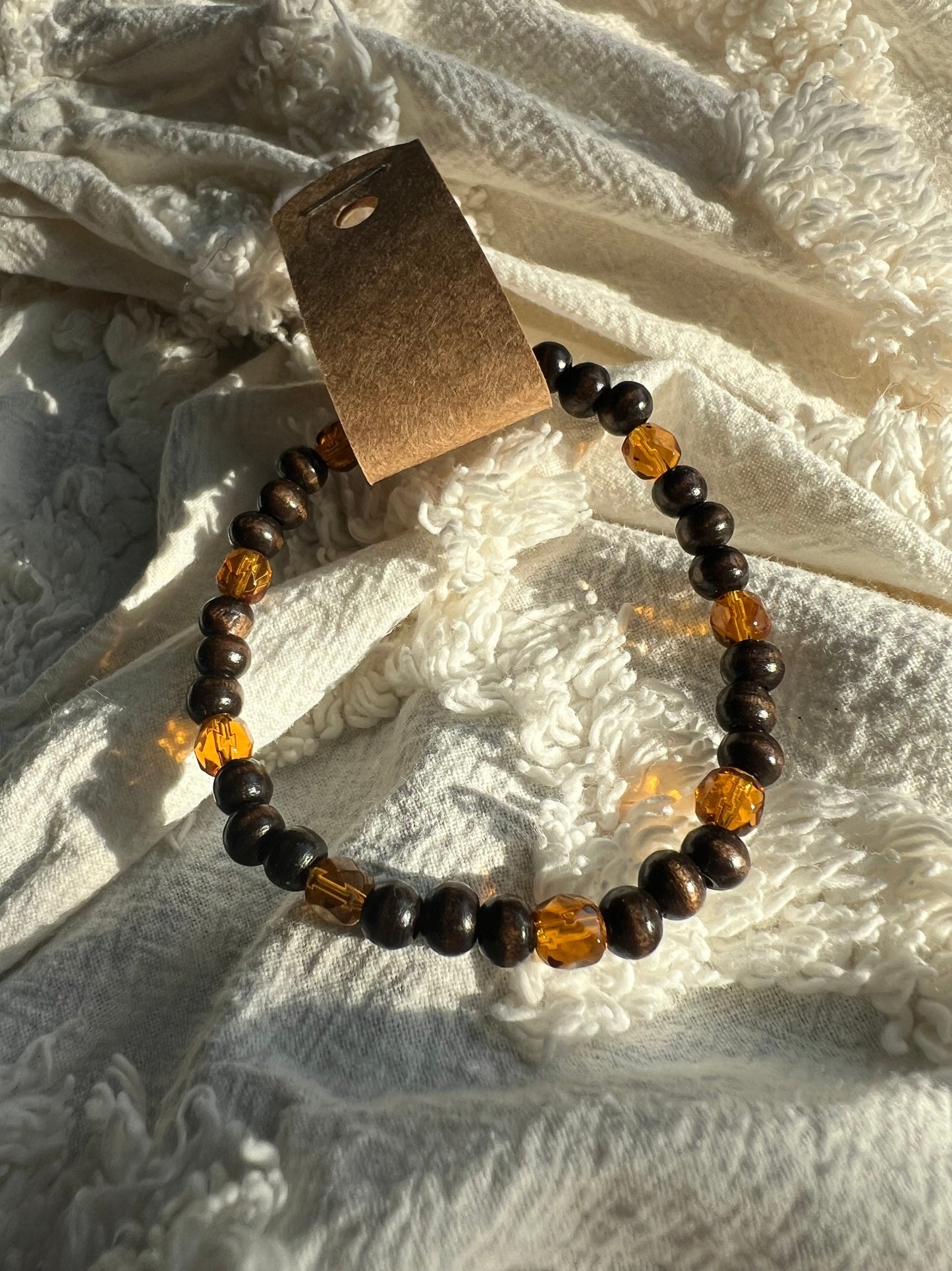 Simple Wood and Glass Bracelet