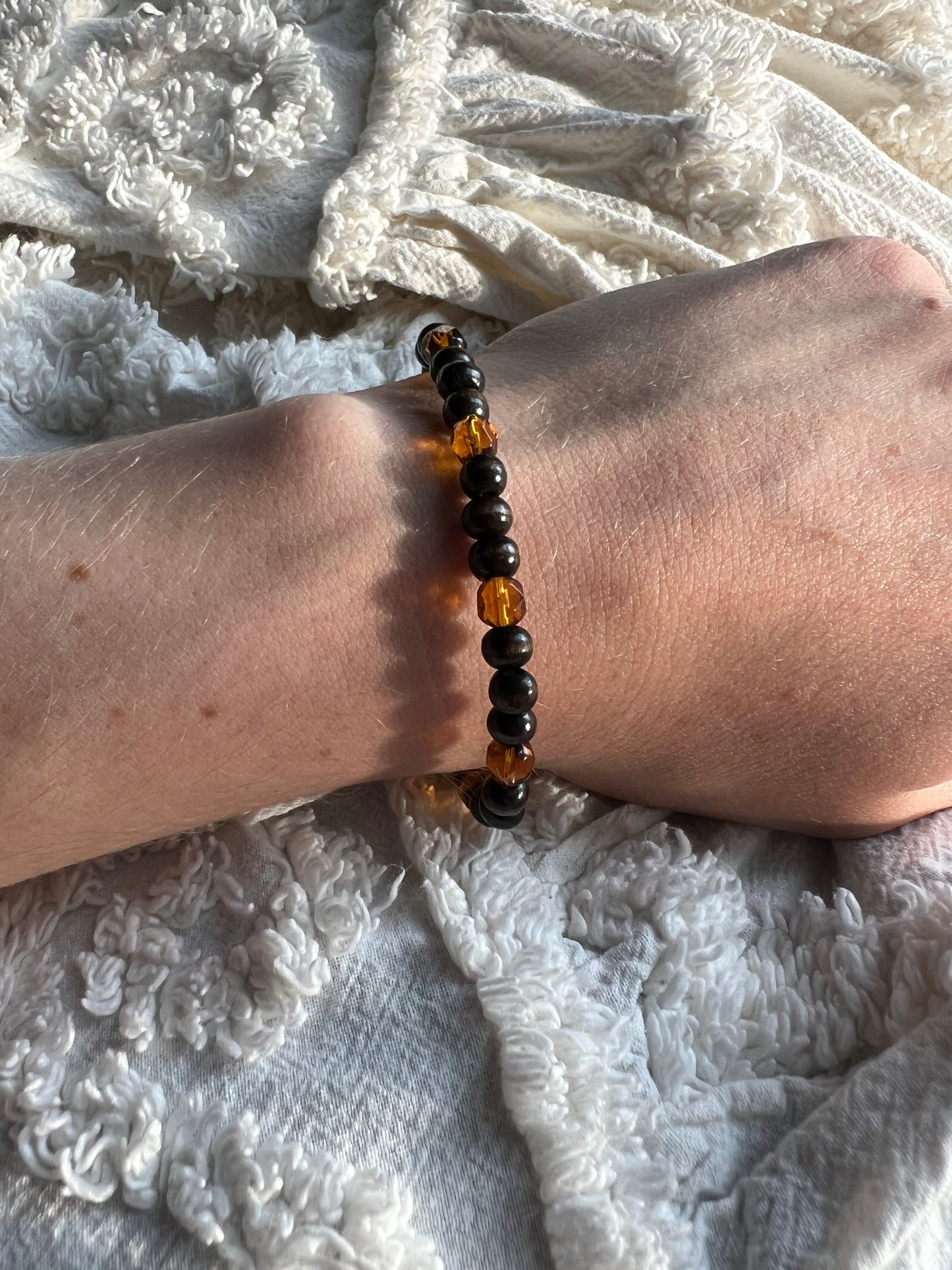 Simple Wood and Glass Bracelet