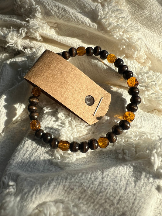Simple Wood and Glass Bracelet
